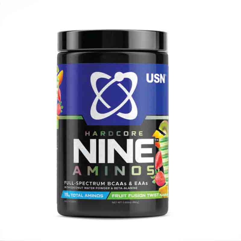 USN Hardcore Nine Aminos, Ultimate Workout Hydration, BCAA & EAA Electrolyte Drink 330gr - Image 2