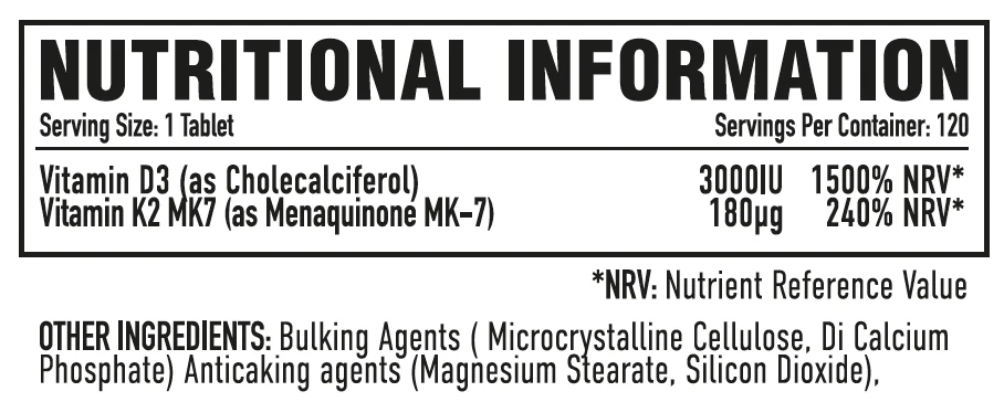 Per4m Vitamin D3 Plus K2 120 Tablets - Image 2